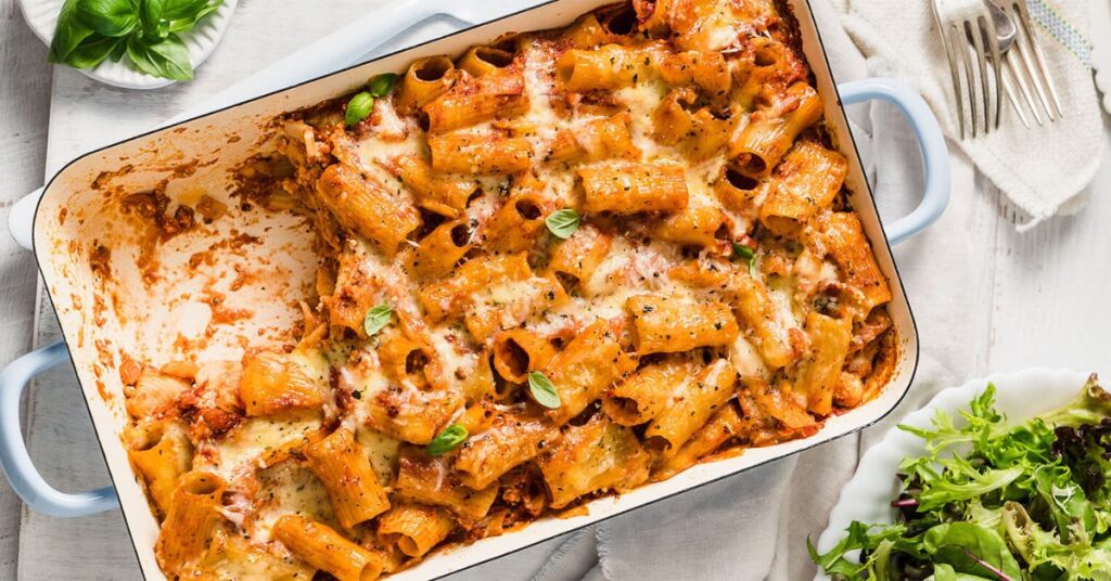 Pasta Bake With Cheese And Tomato Paste