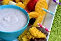 Fruity Waffle Skewers with Maple Cinnamon Yogurt Dip