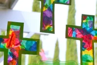 Vibrant Stained Glass Cross Creation