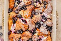 Flaky Blueberry Croissant French Toast Bake