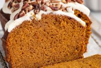 Spiced Pumpkin Loaf Topped with Cream Cheese Frosting