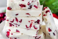 White Chocolate Cranberry Bliss Fudge