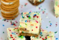 Whimsical Funfetti Oreo Cheesecake Bars