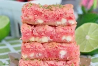 Zesty Strawberry Lime White Chocolate Gooey Squares