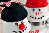 Whimsical Clay Pot Snowman