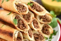 Oven-Crisp Beef Flautas with Creamy Queso Dip