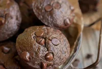Decadent Double Chocolate Banana Applesauce Muffins