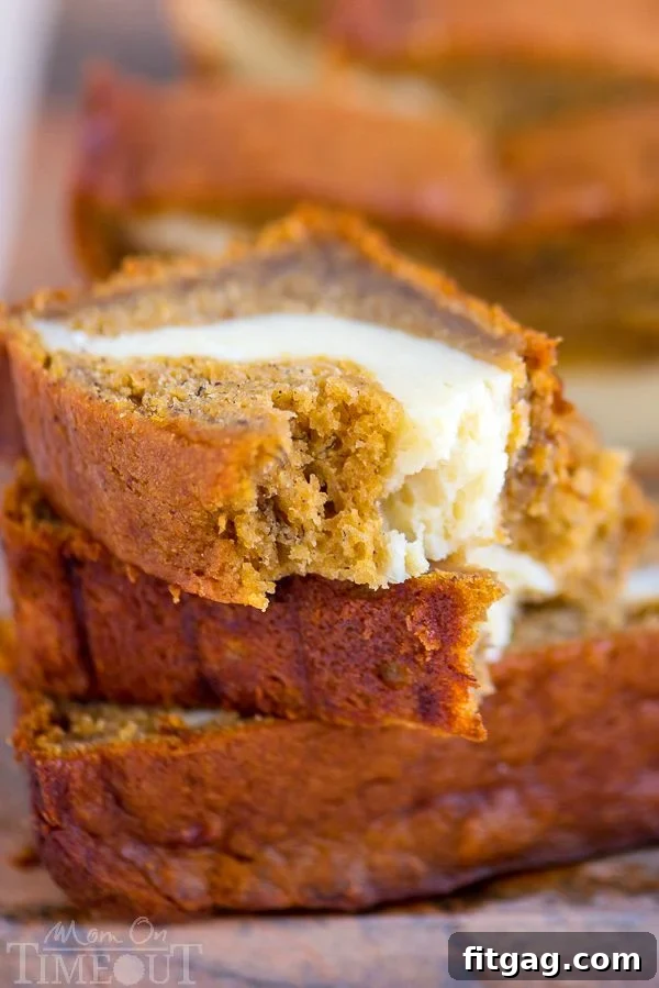 Delicious Pumpkin Cheesecake Banana Bread, perfect for fall baking