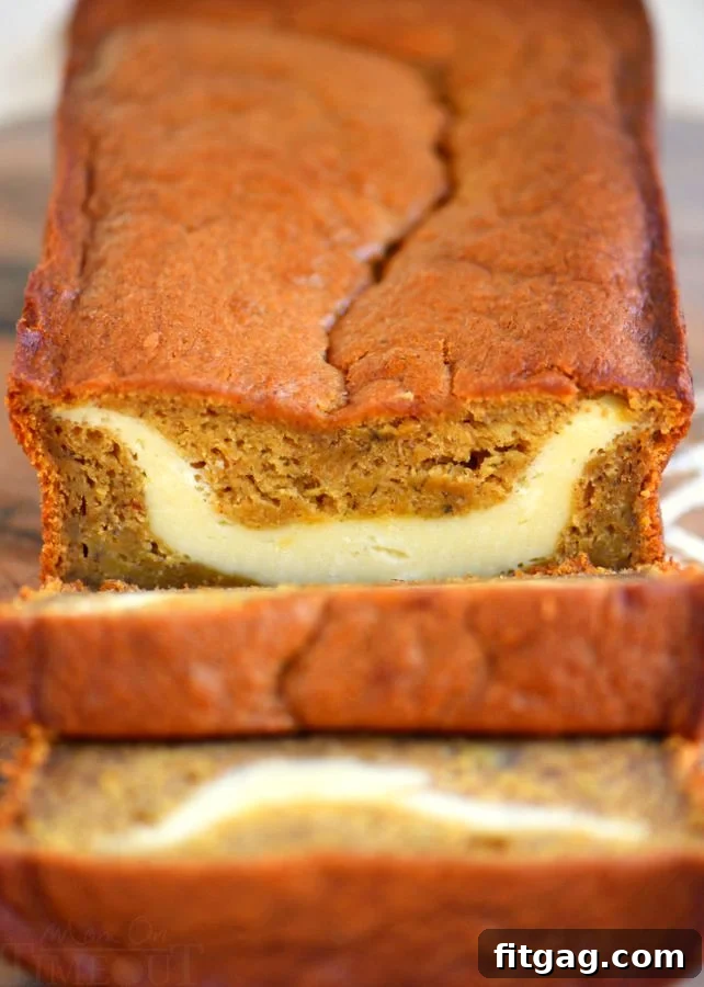More slices of Pumpkin Cheesecake Banana Bread arranged beautifully