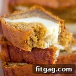 Slice of Pumpkin Cheesecake Banana Bread