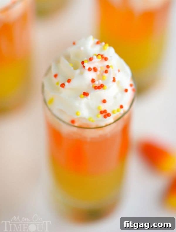 A charming arrangement of Candy Corn Poppers on a tray, ready for a fun gathering or Halloween party.