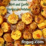 roasted potatoes with parmesan and garlic on sheet pan