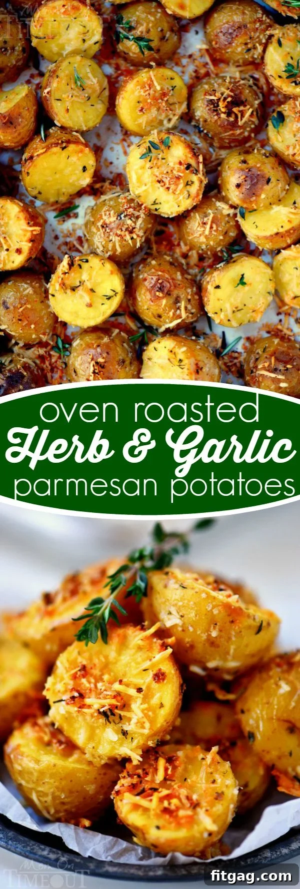 Collage of various stages of making herb and garlic Parmesan potatoes