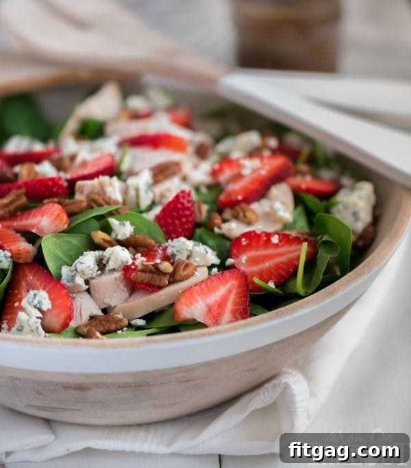Today's the Day My Cookbook Is Here 3 Fresh Strawberry Spinach Salad with chicken, a light and healthy rotisserie chicken recipe featured in the new cookbook.