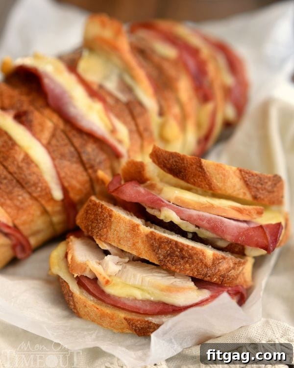 Chicken Cordon Bleu Pull Apart Sandwiches, perfect for parties and gatherings