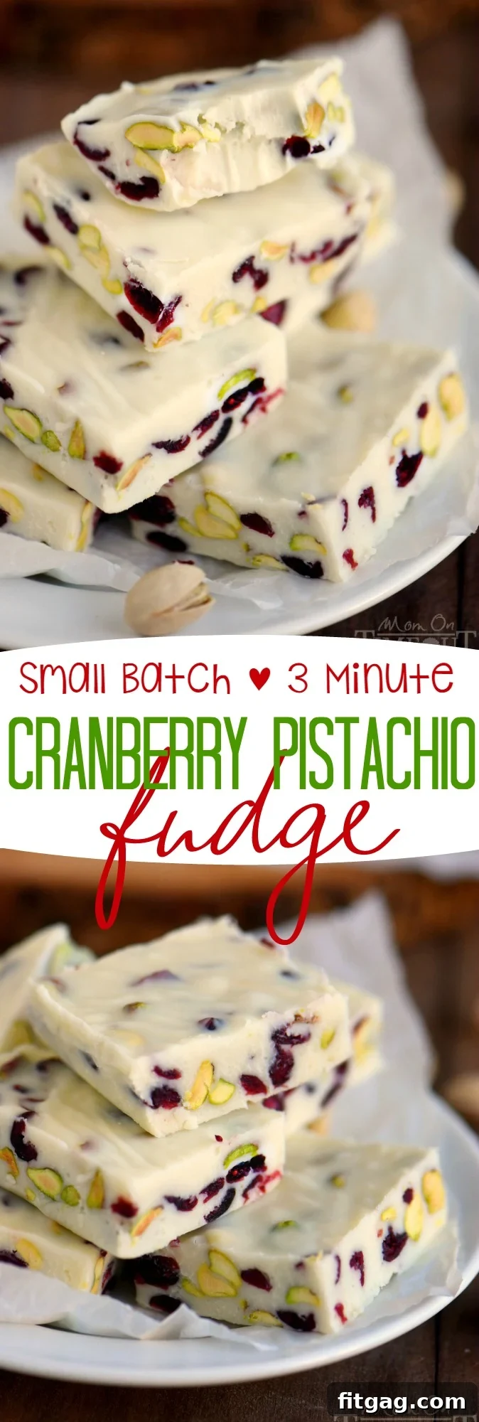 Collage of Cranberry Pistachio Fudge images