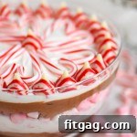 Decadent Peppermint Mocha Cheesecake Dip 8 A beautifully layered peppermint mocha cheesecake dip with candy cane garnishes.