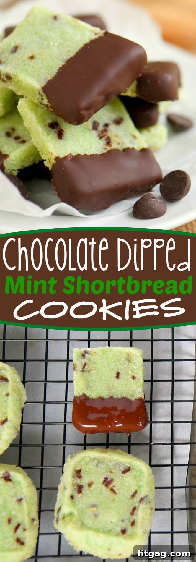 A festive spread of Chocolate Dipped Mint Shortbread Cookies, showcasing their delightful green interior and glossy chocolate coating, ready for a holiday party.