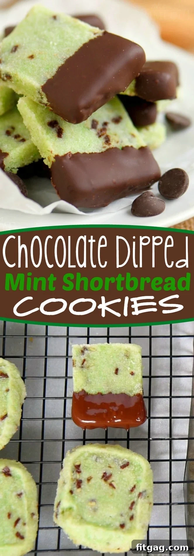 Delightfully easy Chocolate Dipped Mint Shortbread Cookies are perfect for the holidays! Mint and chocolate is the BEST combination and it really shines through in these buttery cookies!