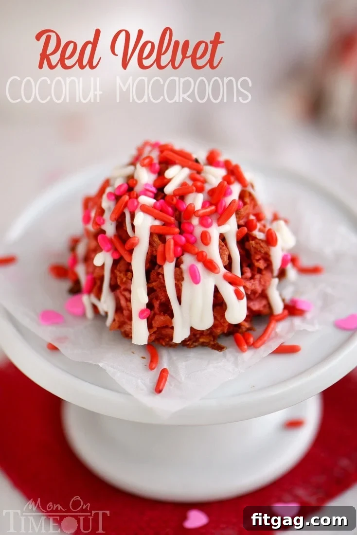Easy and delicious, these Red Velvet Coconut Macaroons are a beautiful treat just in time for Valentine's Day!