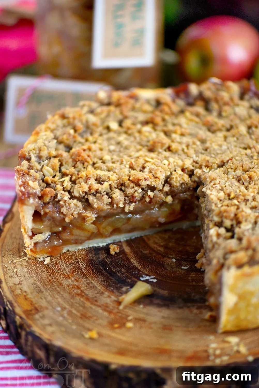 Homestyle Deep Dish Dutch Apple Pie 5 Deep Dish Dutch Apple Pie with golden streusel topping, ready to be served.