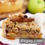 Deep Dish Dutch Apple Pie slice with ice cream