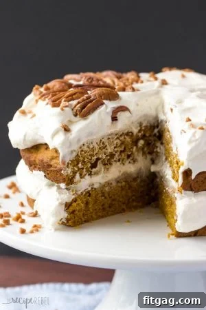Pumpkin Caramel Pecan Naked Cake by The Recipe Rebel