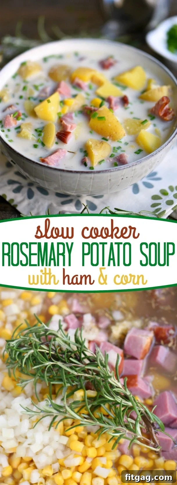 Cozy Slow Cooker Rosemary Ham Potato and Corn Soup 6 A collage of five popular easy dinner recipes, including Slow Cooker Rosemary Potato Soup, perfect for busy families.