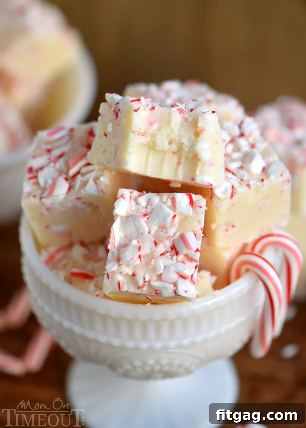 Decadent Peppermint Perfection 3 Close-up of a festive block of Peppermint Fudge, perfect for Christmas dessert