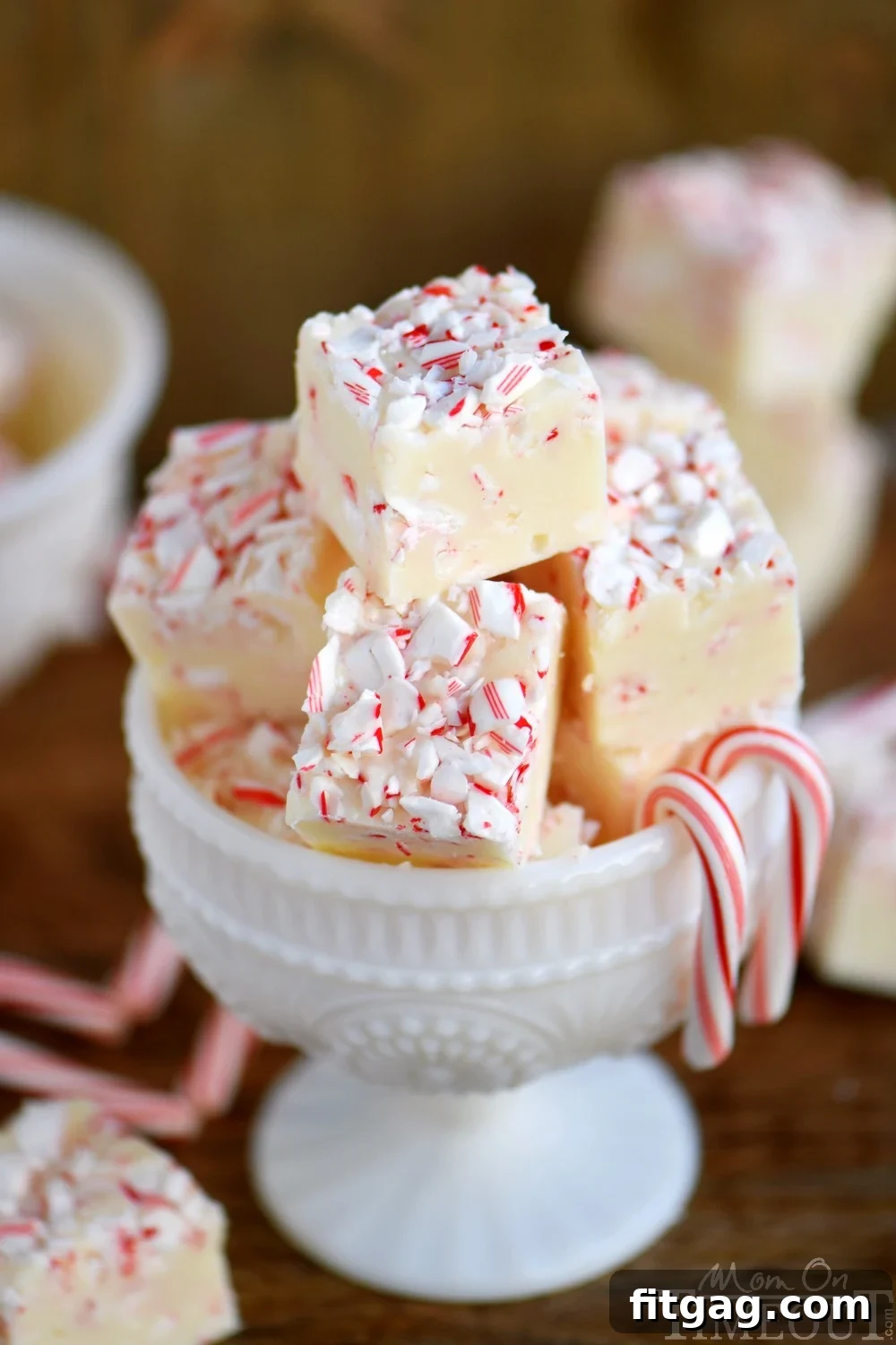 Decadent Peppermint Perfection 4 Festive Peppermint Fudge squares ready to be served or gifted