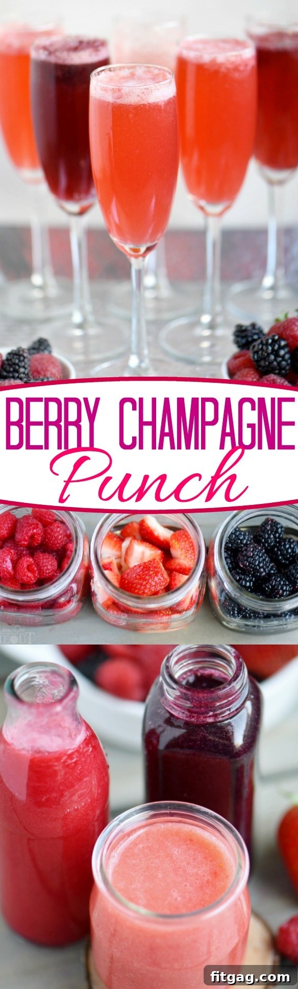 Sparkling Berry Celebration 7 A selection of kitchen tools recommended for making Berry Champagne Punch, including an immersion blender, wide-mouth mason jars, and a fine mesh strainer.