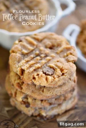 Ultimate Chocolate Chip Cookie Cheesecake Bars 4 Flourless Toffee Peanut Butter Cookies stacked