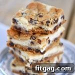 Finished Chocolate Chip Cookie Cheesecake Bars