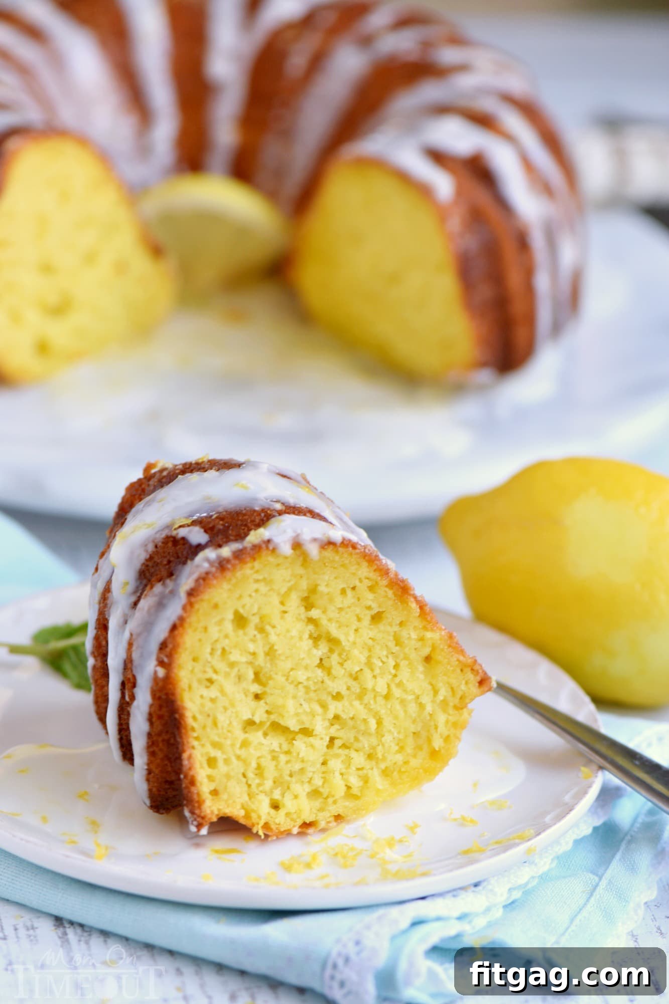 Golden Lemon Bundt Bliss 4 A perfectly baked Easy Lemon Bundt Cake sitting on a cooling rack, ready for its double glazing process to infuse maximum lemon flavor.