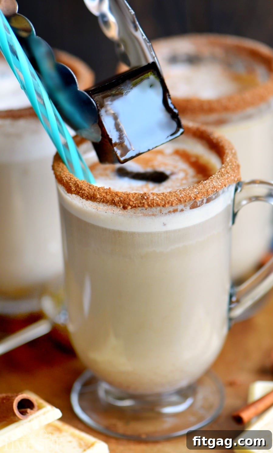 Velvet Snickerdoodle Swirl Latte 6 This White Chocolate Snickerdoodle Latte is a dream come true for coffee lovers. Learn to make this easy, delicious coffeehouse-style drink at home, either hot or refreshingly iced with a clever coffee ice cube trick from Mom On Timeout. Indulge yourself!