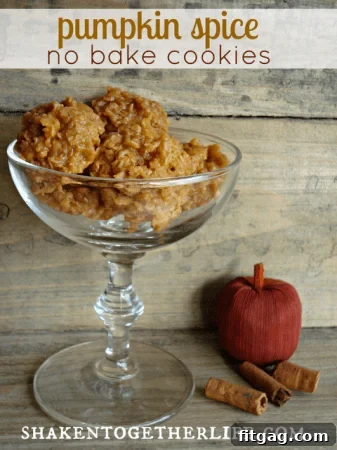 Pumpkin Spice No Bake Cookies, quick and easy cookies with festive fall flavors.