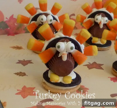 Cute Turkey Cookies, decorated for the Thanksgiving holiday.