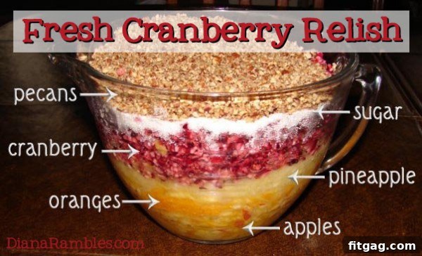 Layers of Fresh Cranberry Relish, a bright and zesty accompaniment.