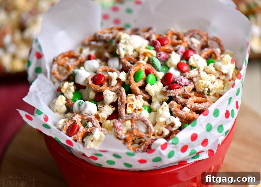 Delicious and addictive Snow Day Snack Mix ready to serve