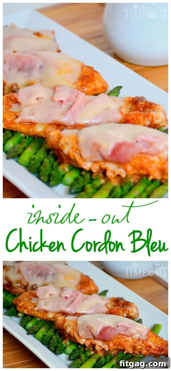 A large serving of Inside Out Chicken Cordon Bleu with gravy, showcasing its comforting and easy appeal.