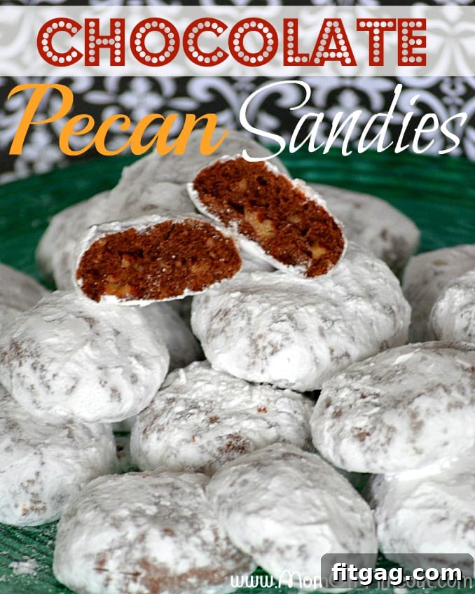 Golden Pecan Chocolate Crumbles 2 Chocolate Pecan Sandies - Snowy white on the outside and chocolaty on the inside, a perfect holiday treat!