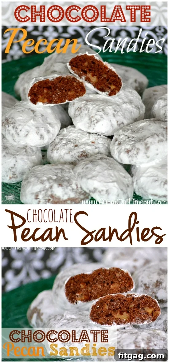 Golden Pecan Chocolate Crumbles 3 A stack of delicious Chocolate Pecan Sandies, ready to be enjoyed.