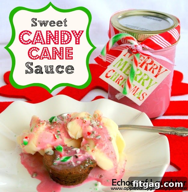 Sweet Candy Cane Sauce Sweet Candy Sauce drizzled over a festive dessert.