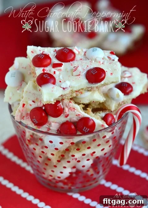 Candy Cane Magic: 17 Festive Recipes & Crafts 2 White Chocolate Peppermint Sugar Cookie Bark, a crunchy and minty holiday dessert.