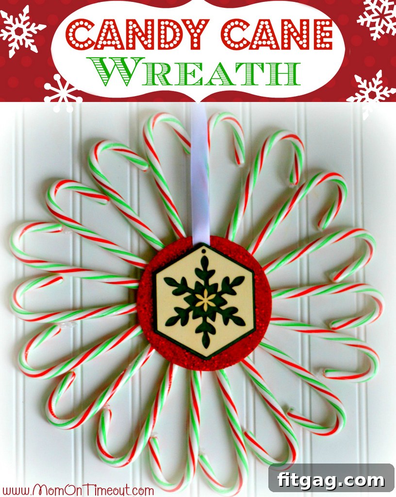 Candy Cane Christmas Wreath Candy Cane Christmas Wreath, a festive DIY decoration for your door.