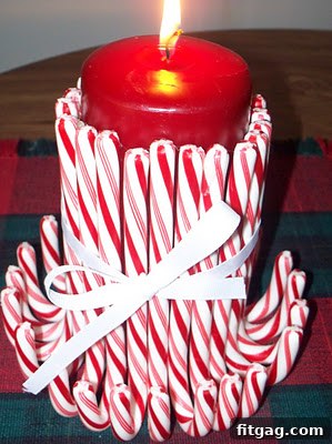 Candy Cane Candles Decoration Candy Cane Candles, a festive and aromatic holiday decoration.
