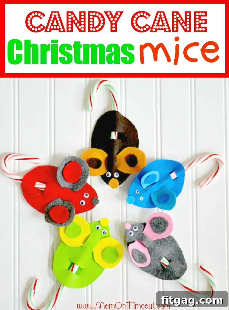 Candy Cane Christmas Mice Craft Candy Cane Christmas Mice, an adorable holiday craft for kids.