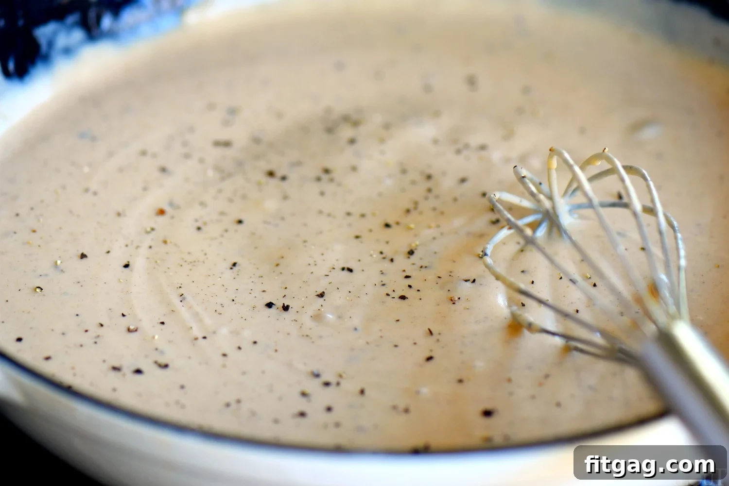 Close-up of creamy chicken fried steak gravy