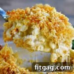 The best homemade mac and cheese, perfectly golden and bubbly.