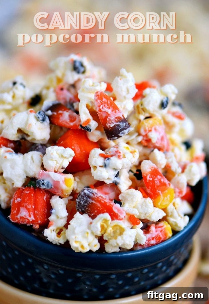 Vibrant Candy Corn Popcorn Munch, perfect for fall festivities